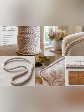 Calico Corners cord/trim 40 yards, green pink white, 7/8” $ARV - $640
